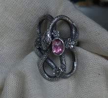 Load image into Gallery viewer, Forget Me Not Floral Serpent Ring~ size 7.5-7.75