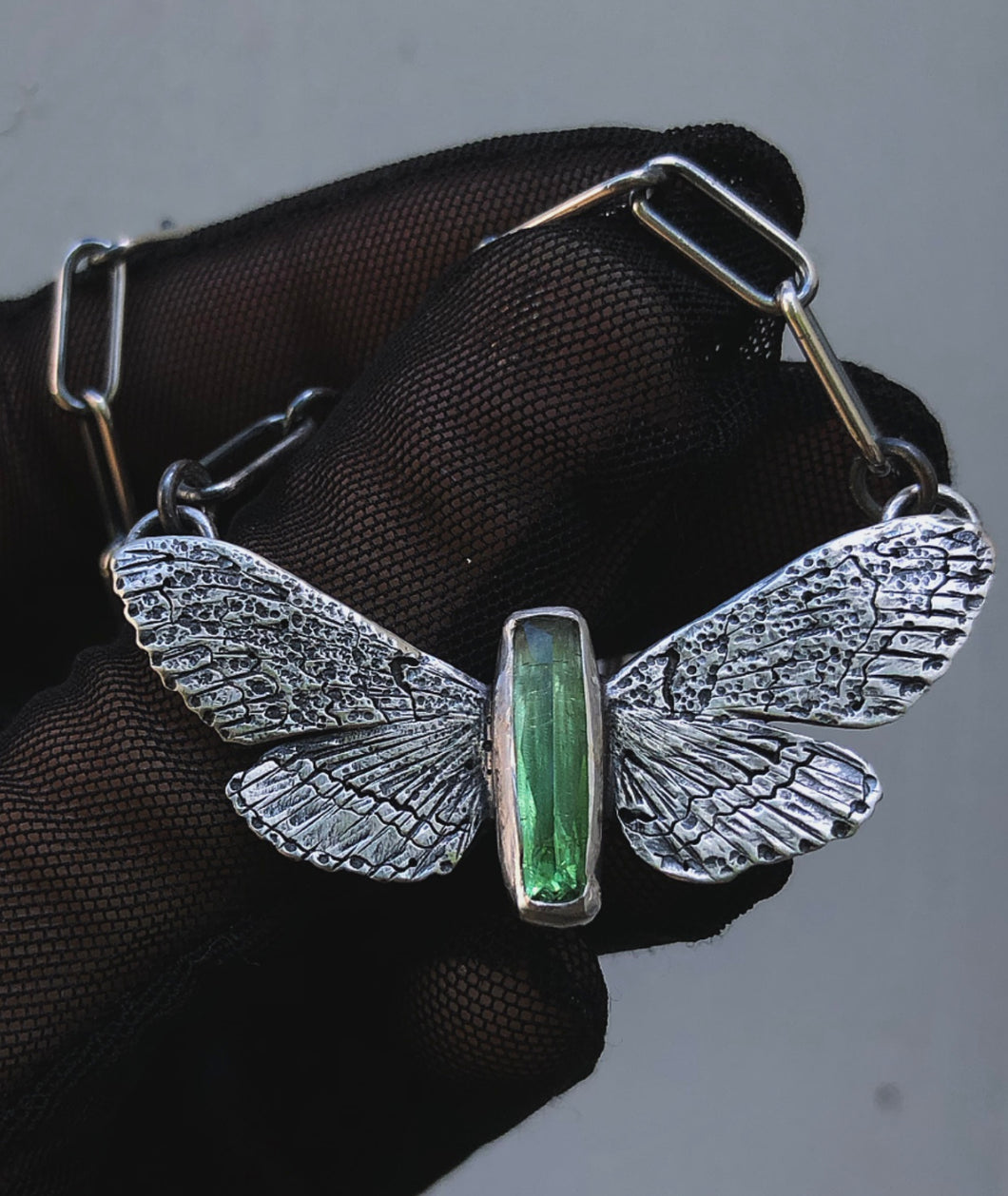 Tourmaline Moth Necklace