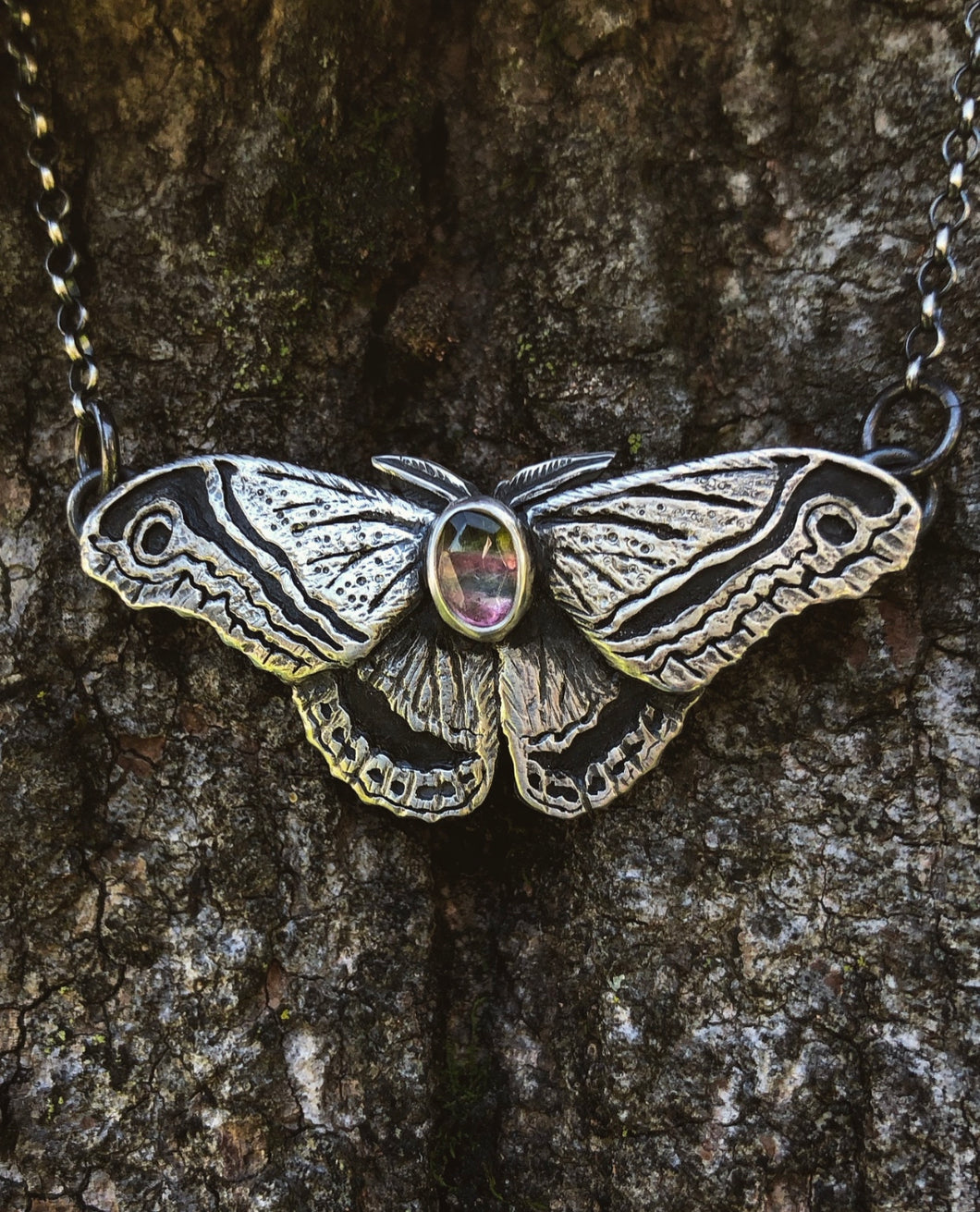 Tourmaline Moth Necklace