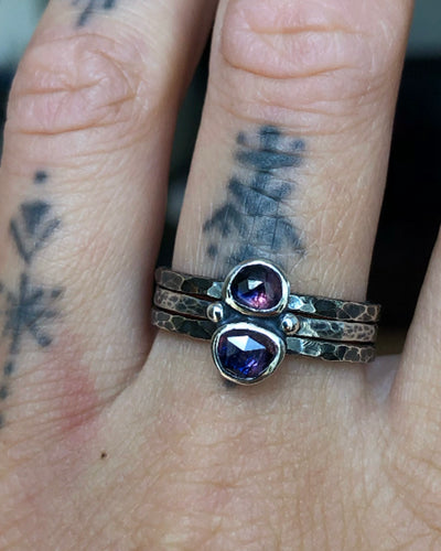Sapphire double stone stacking ring~ size 7.25-7.5