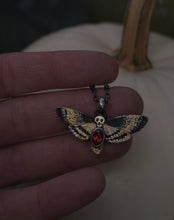 Load image into Gallery viewer, Deaths Head Moth pendant~ Garnet