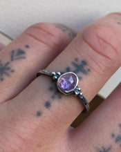 Load image into Gallery viewer, Lilac + Sapphire Stacking Ring Set size 7.25-7.5