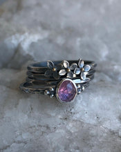 Load image into Gallery viewer, Lilac + Sapphire Stacking Ring Set size 7.25-7.5