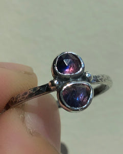Sapphire double stone stacking ring~ size 7.25-7.5