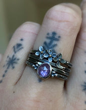 Load image into Gallery viewer, Lilac + Sapphire Stacking Ring Set size 7.25-7.5