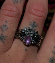 Load image into Gallery viewer, Lilac + Sapphire Stacking Ring Set size 7.25-7.5