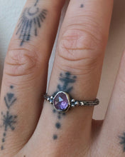 Load image into Gallery viewer, Lilac + Sapphire Stacking Ring Set size 7.25-7.5