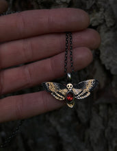 Load image into Gallery viewer, Deaths Head Moth pendant~ Garnet