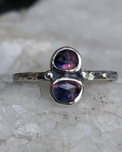 Sapphire double stone stacking ring~ size 7.25-7.5