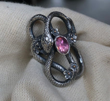 Load image into Gallery viewer, Forget Me Not Floral Serpent Ring~ size 7.5-7.75