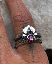 Load image into Gallery viewer, Mini Orchid + Sapphire Stacking ring~ size 7
