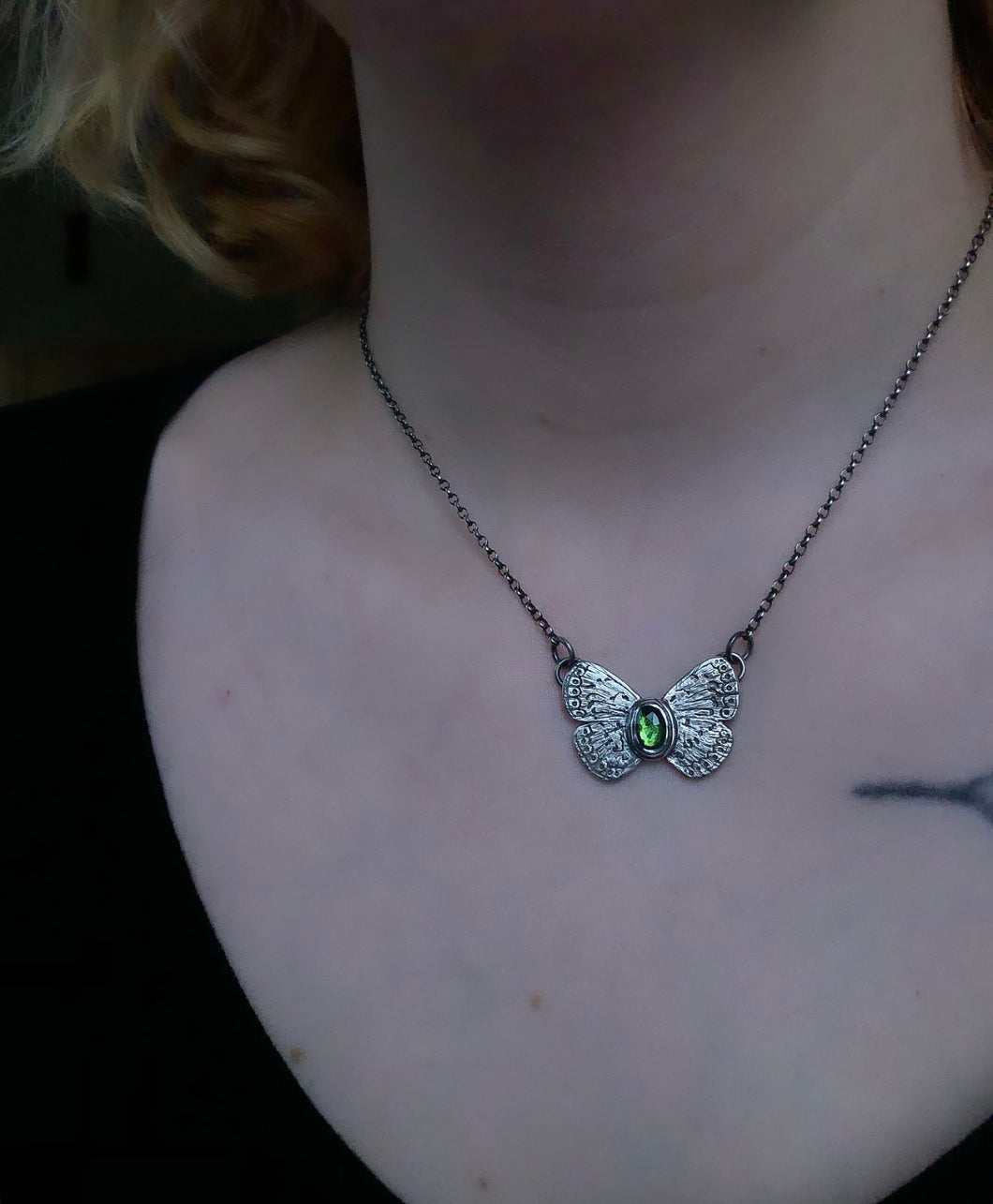 Woodland butterfly Necklace ~ Tourmaline