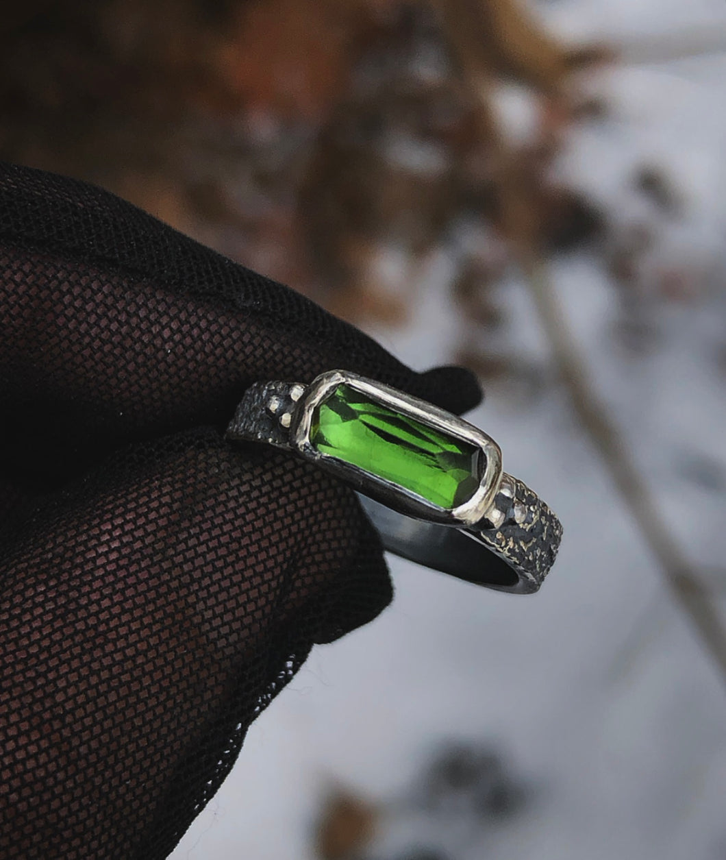 Woodland Tourmaline stacking ring~ size 7.75