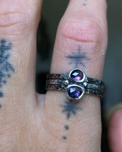 Sapphire double stone stacking ring~ size 7.25-7.5