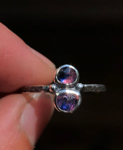 Sapphire double stone stacking ring~ size 7.25-7.5