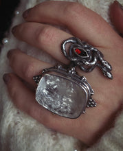 Load image into Gallery viewer, Garnet Flame Serpent Ring ~ size 8 -8.25