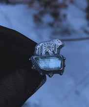Load image into Gallery viewer, Winterland Bear + Aquamarine ring ~ sz 7.5-7.75