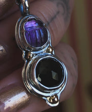 Load image into Gallery viewer, On sale~Amethyst &amp; Onyx Scarab Pendant