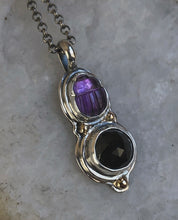 Load image into Gallery viewer, On sale~Amethyst &amp; Onyx Scarab Pendant