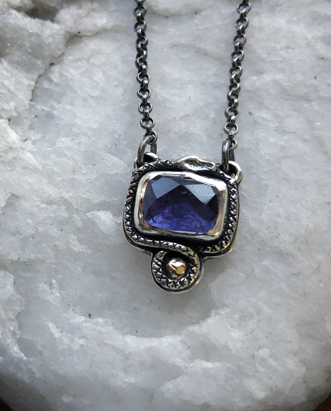 Iolite Snake Pendant