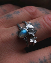 Load image into Gallery viewer, Labradorite Morpho stacking ring set~ sz 7.5