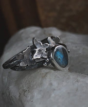 Load image into Gallery viewer, Labradorite Morpho stacking ring set~ sz 7.5