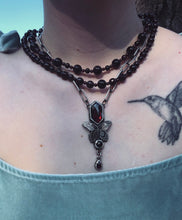 Load image into Gallery viewer, Scarlet Mormon Necklace~ Garnet + Onyx