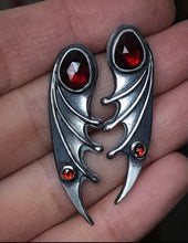 Load image into Gallery viewer, Garnet Bat Wing Earrings