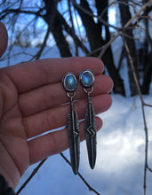 Load image into Gallery viewer, Moonstone Rune Earrings ~ Wunjo + Jera