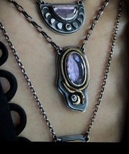 Load image into Gallery viewer, Looking Glass ~ Purple Tourmaline &amp; Black Diamond Pendant