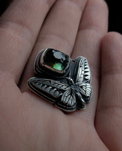 Load image into Gallery viewer, Green &amp; Black Tourmaline Birdwing Necklace