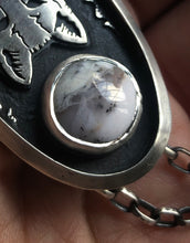 Load image into Gallery viewer, Wolf + Agate Moon Necklace