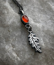 Load image into Gallery viewer, Carnelian Oak Leaf Mini Charm Necklace
