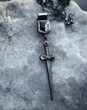 Load image into Gallery viewer, Tourmaline and Onyx Sword Pendant