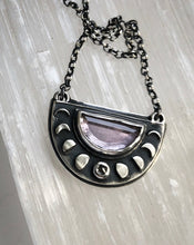 Load image into Gallery viewer, Mini Moon Phases Necklace ~ Pink Tourmaline &amp; Diamond