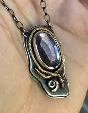 Load image into Gallery viewer, Looking Glass ~ Purple Tourmaline &amp; Black Diamond Pendant