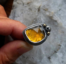 Load image into Gallery viewer, Orange &amp; Black Diamond Ring size 7.75