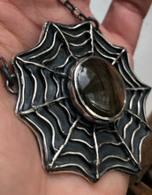 Load image into Gallery viewer, Orange Labradorite Spiderweb Necklace