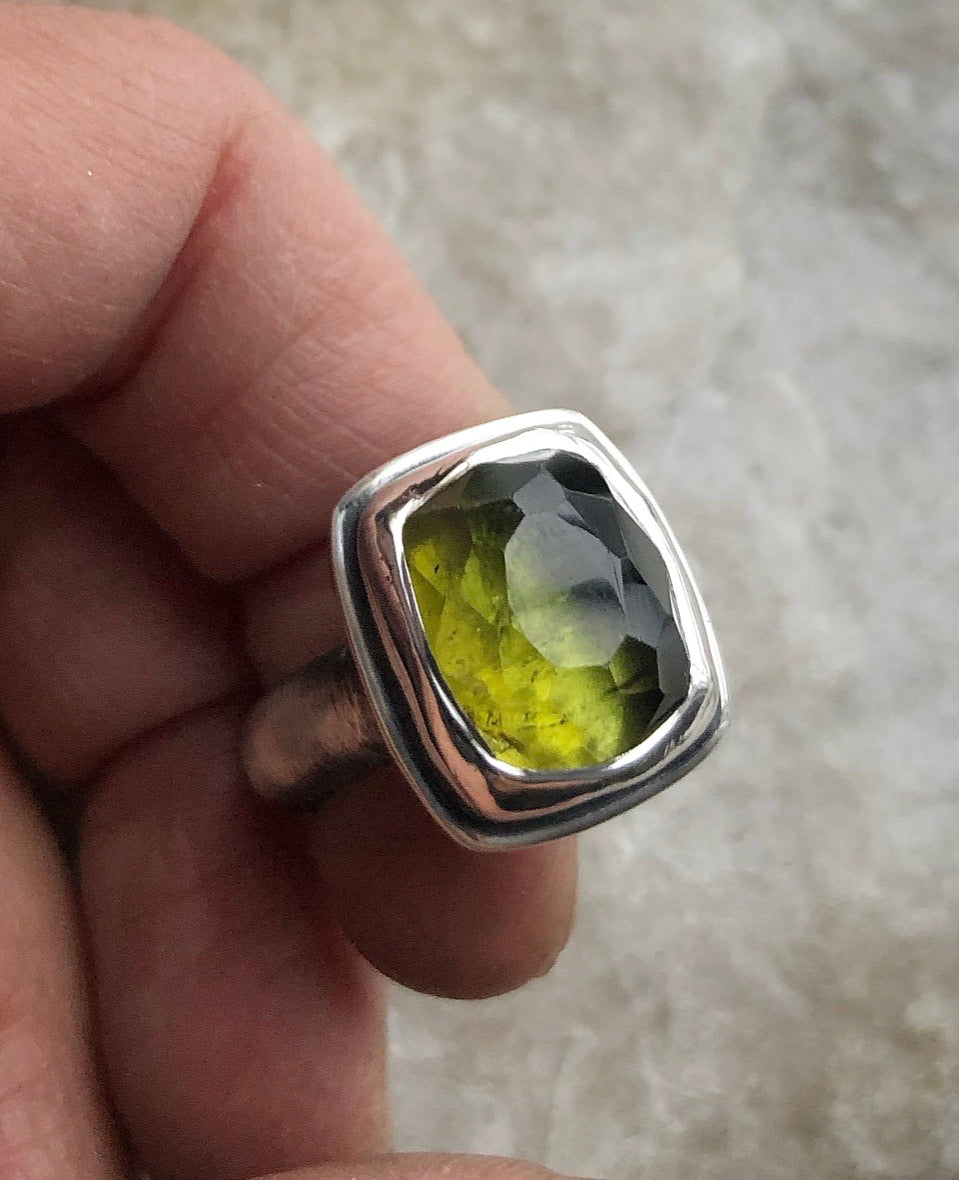 Green & Black Tourmaline Stacking Ring