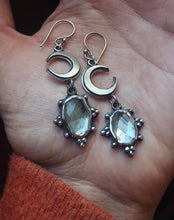 Load image into Gallery viewer, Lunar Aquamarine Snowflakes ~ Earrings or Pendants you decide