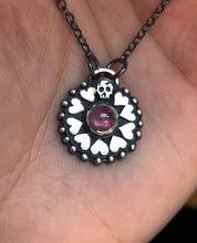 Load image into Gallery viewer, Tourmaline Skull + Hearts Medallion