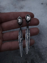 Load image into Gallery viewer, Icy Raven Rune Earrings ~ Fehu + Wunjo