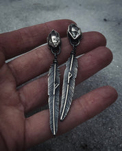 Load image into Gallery viewer, Icy Raven Rune Earrings ~ Fehu + Wunjo