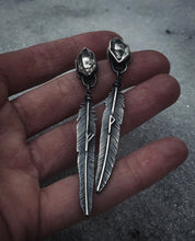 Load image into Gallery viewer, Icy Raven Rune Earrings ~ Fehu + Wunjo
