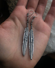 Load image into Gallery viewer, Feather Earrings ~ Laguz +Eiwaz