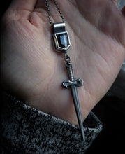 Load image into Gallery viewer, Tourmaline and Onyx Sword Pendant