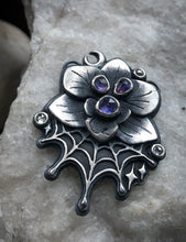 Load image into Gallery viewer, Orchid Web Necklace ~Sapphire + Diamond