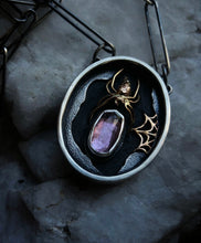 Load image into Gallery viewer, Gold Spider + Tourmaline Pendant