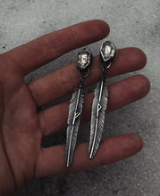 Load image into Gallery viewer, Icy Raven Rune Earrings ~ Fehu + Wunjo