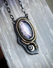 Load image into Gallery viewer, Looking Glass ~ Purple Tourmaline &amp; Black Diamond Pendant